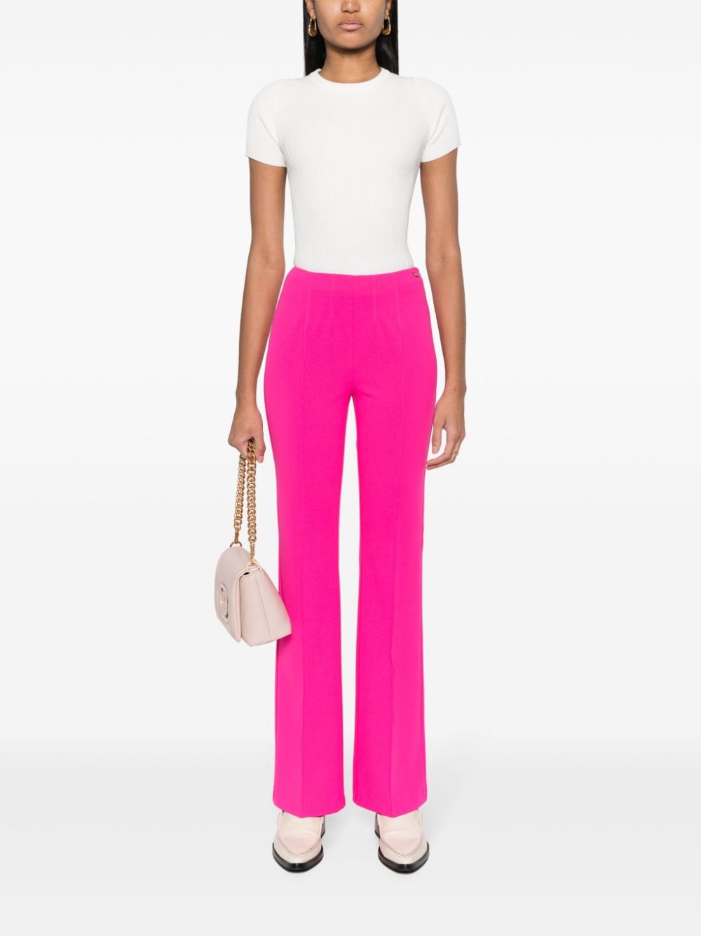 Shop Liu •jo Flared Tailored Trousers In Pink