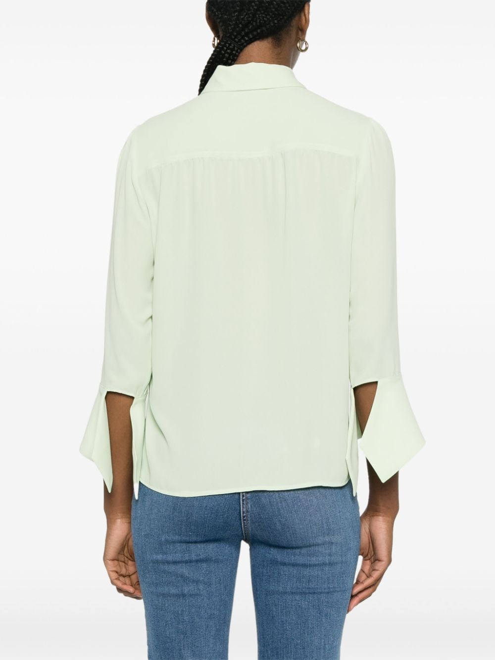 Shop Liu •jo Georgette Long-sleeved Shirt In Green