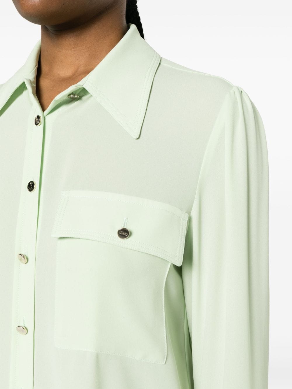 Shop Liu •jo Georgette Long-sleeved Shirt In Green