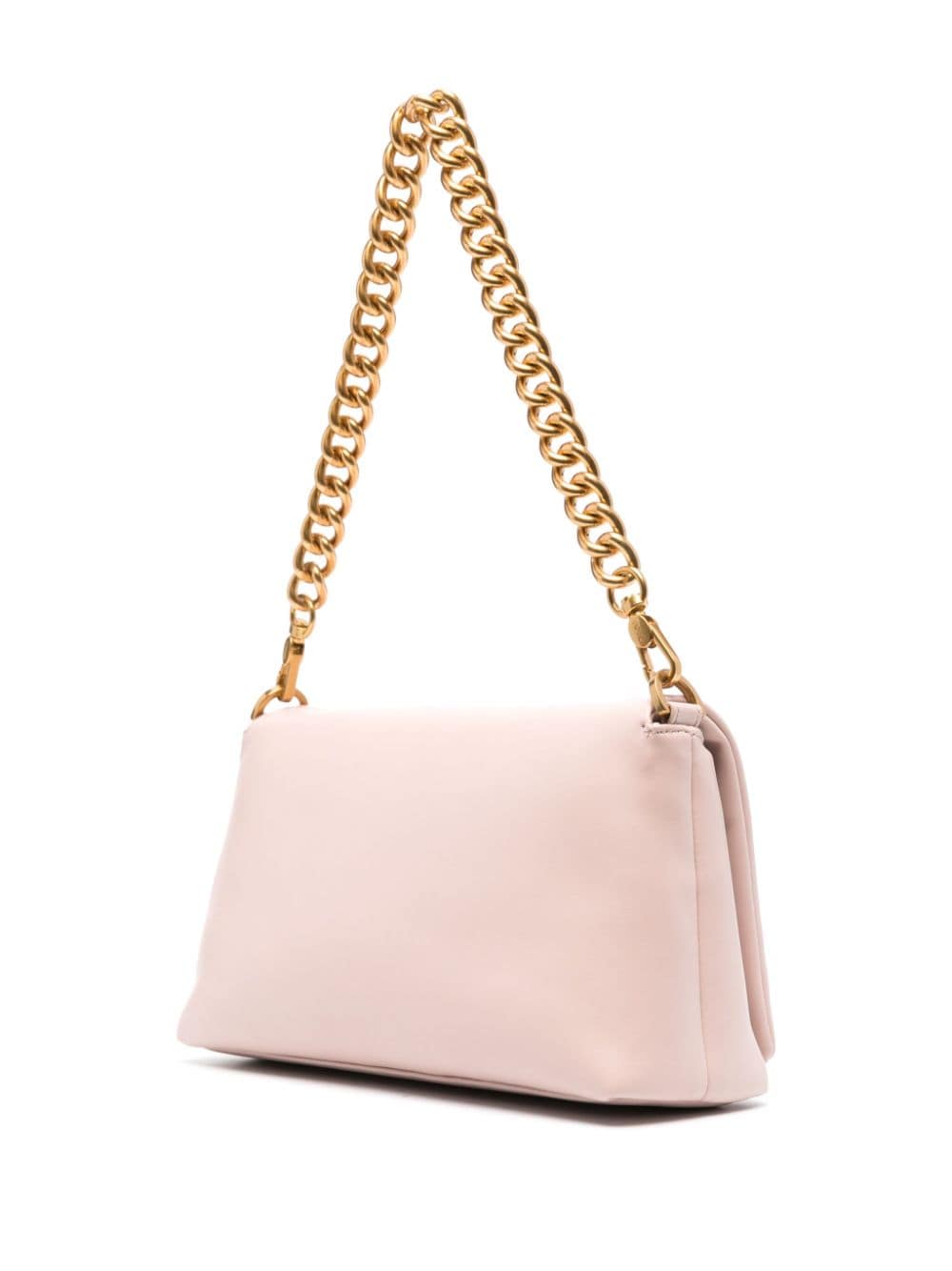Shop Liu •jo Enamelled Logo-lettering Shoulder Bag In Pink