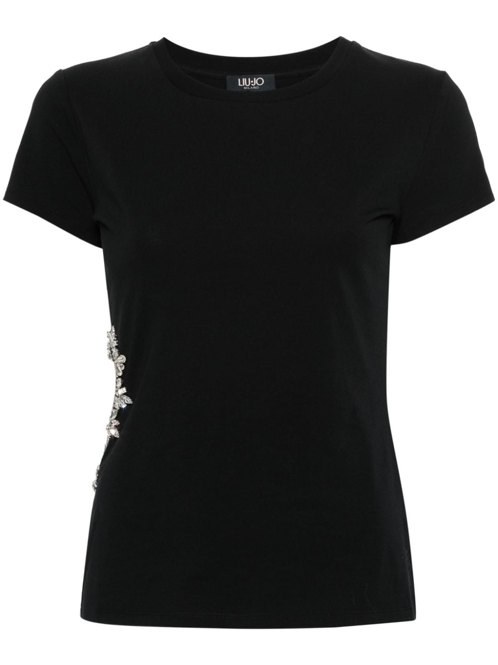 Liu •jo Gem-embellished T-shirt In Black