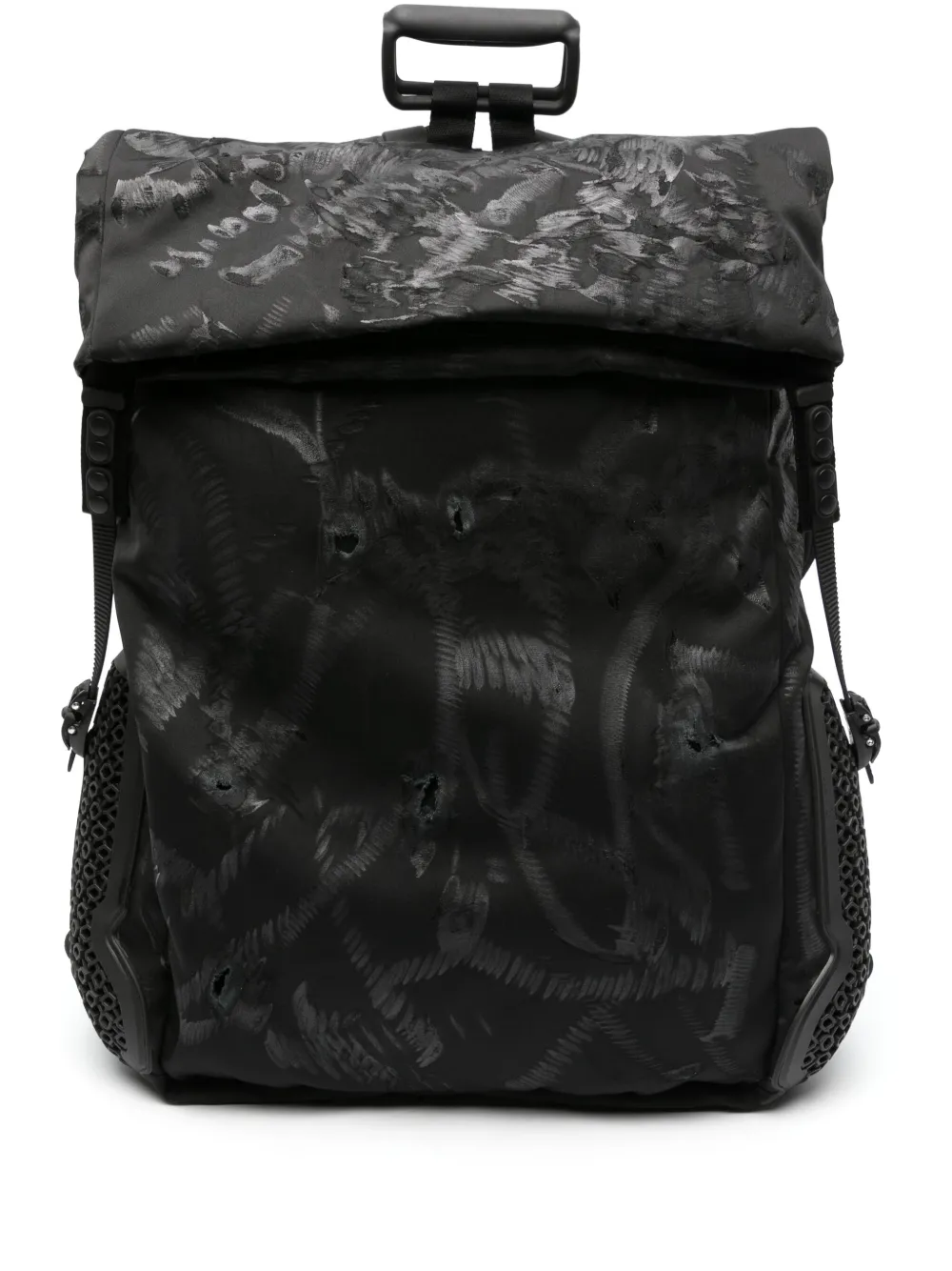 Innerraum distressed-effect fold-over backpack – Black