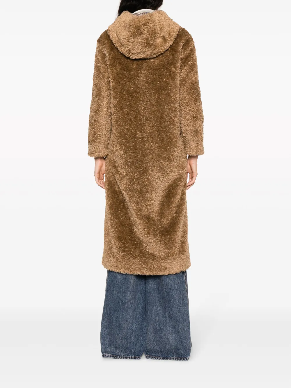 Herno Faux Fur Hooded Coat In Brown