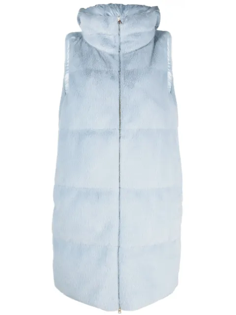 Herno zip-up faux-fur hooded gilet