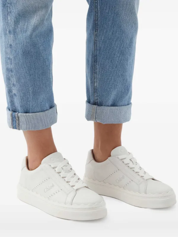 ✨美品　Chloe lauren スニーカー　ロゴテープ　ホワイトレザー　23 Chloé Lauren lace-up Leather Sneakers | White | FARFETCH