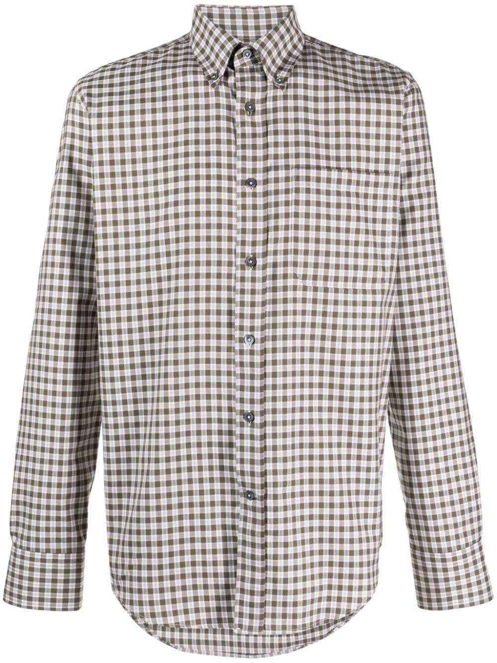 Canali Micro Plaid-check Pattern Shirt In Green