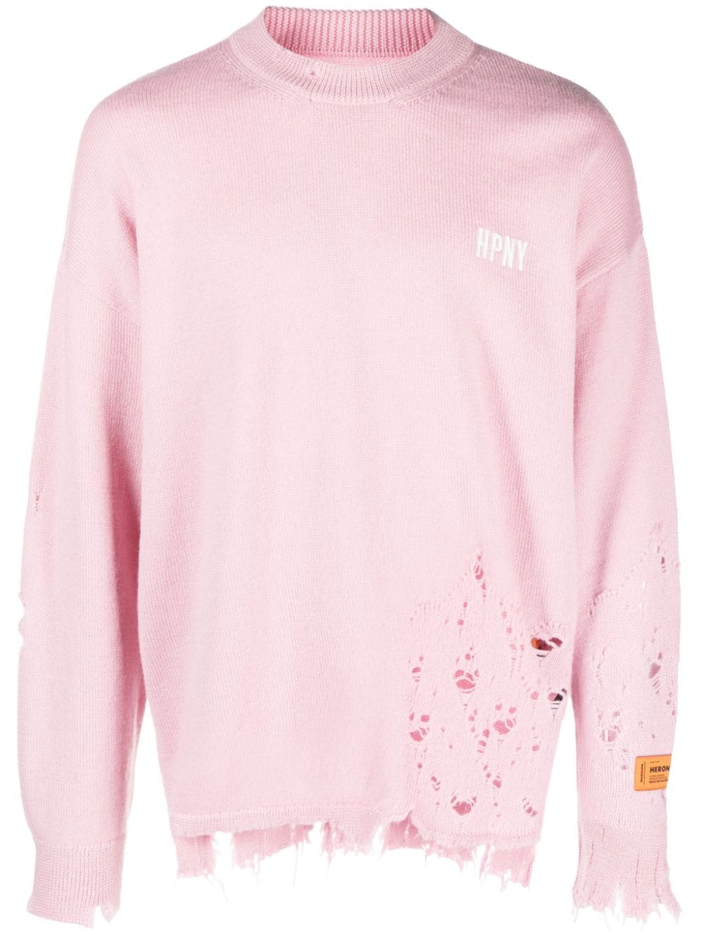 Shop Heron Preston Logo-embroidered Ripped Wool Jumper In Pink