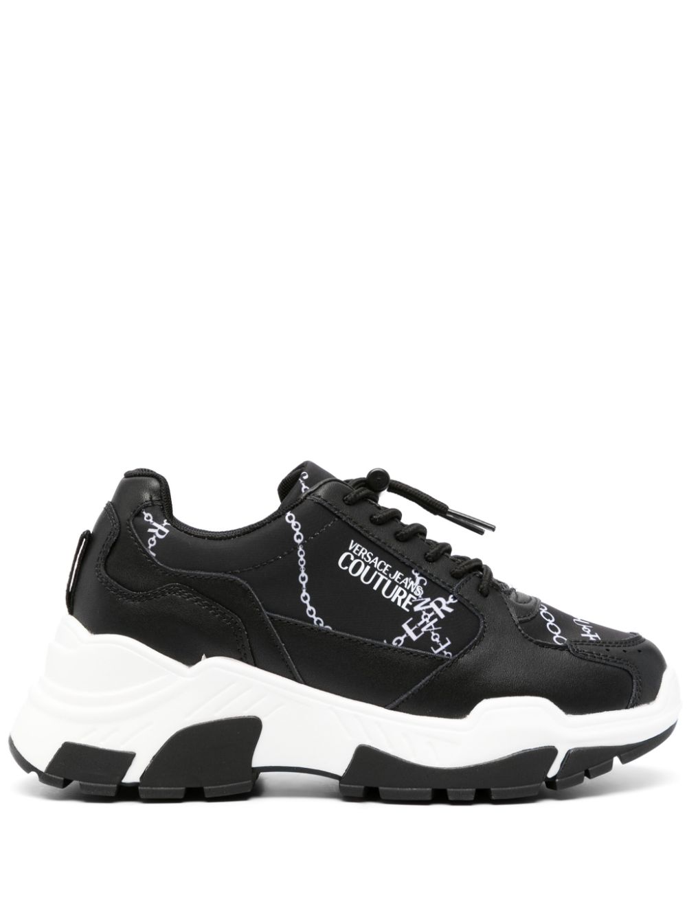 Image 1 of Versace Jeans Couture chain-link print panelled sneakers