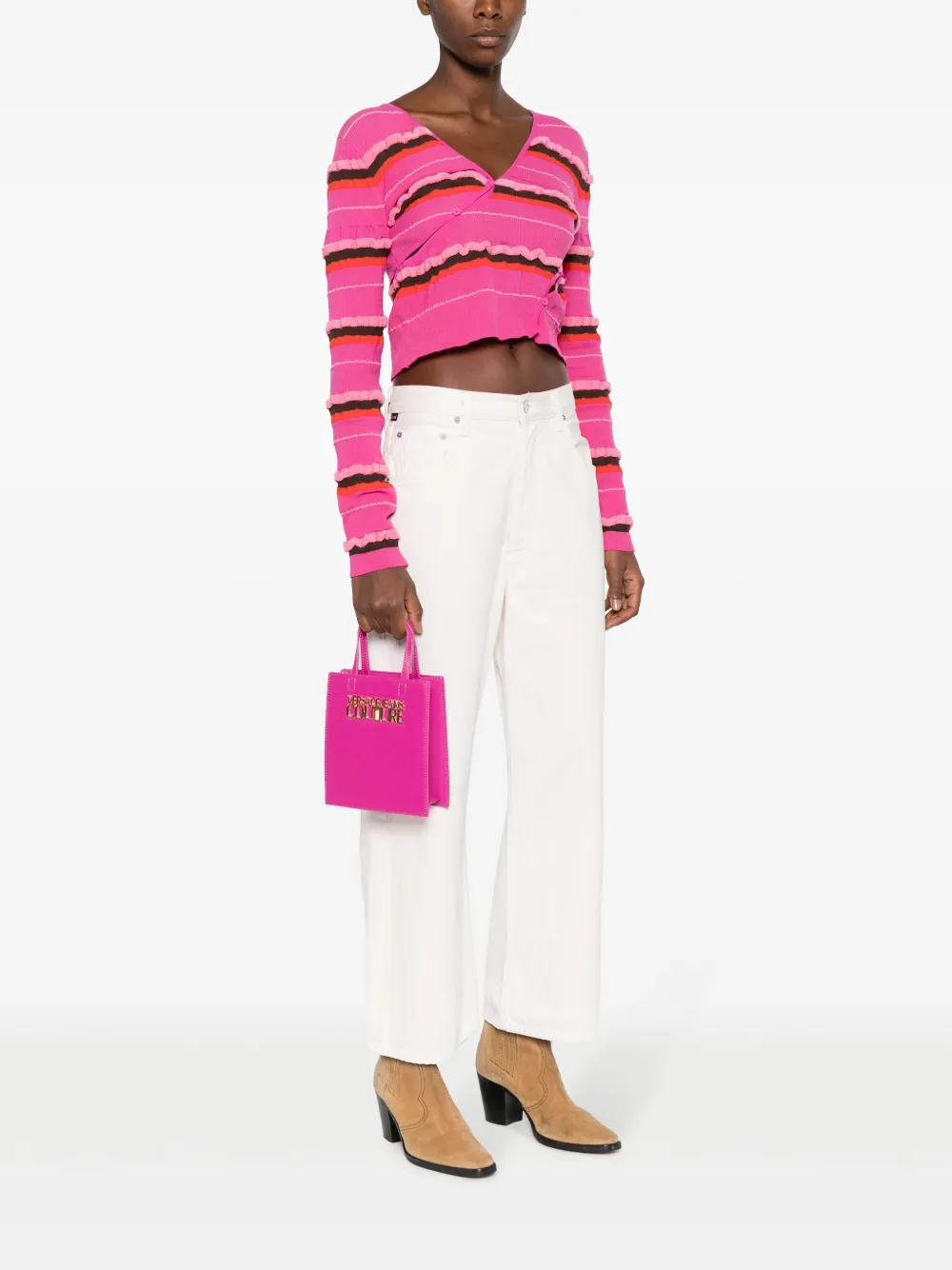 Versace Jeans Couture Crossbodytas met logoplakkaat - Roze