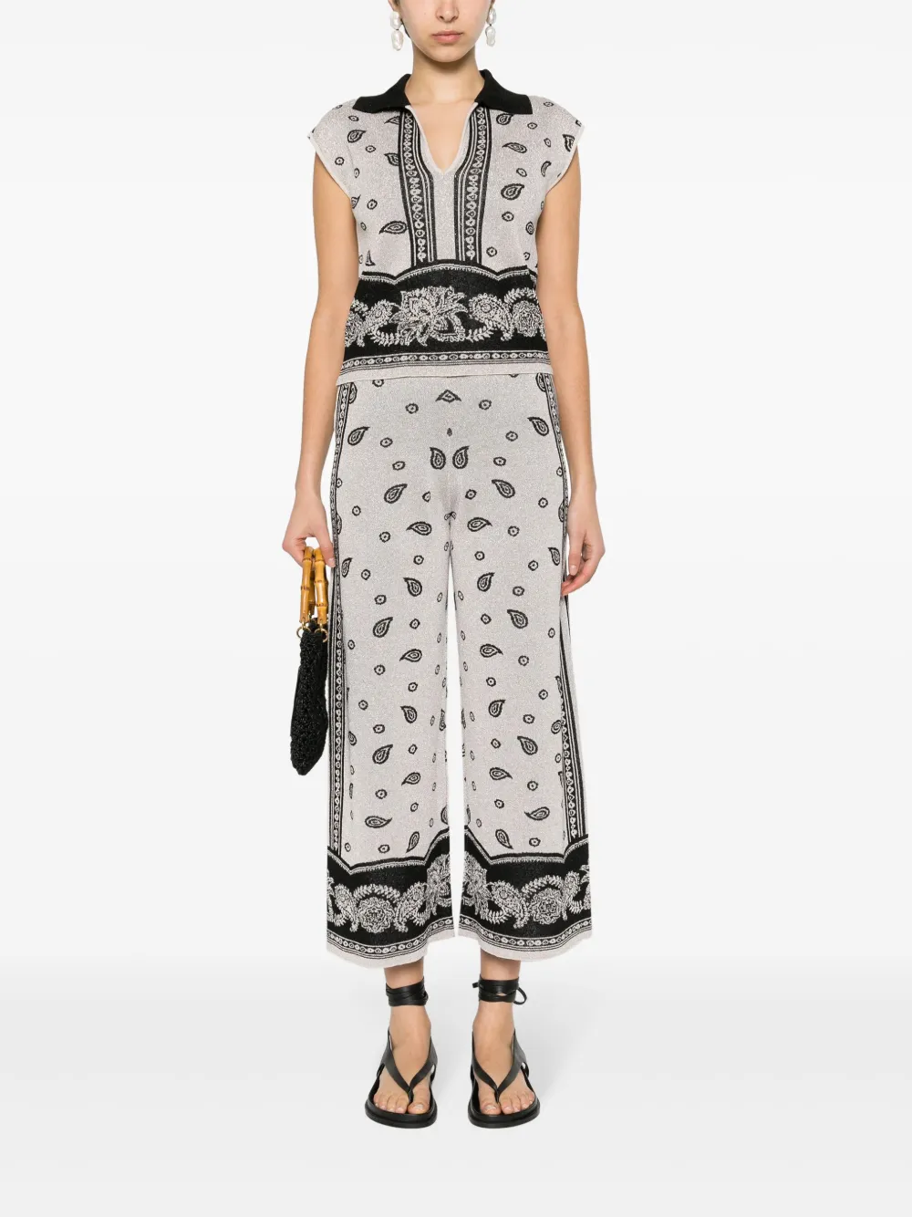 LIU JO bandana-print wide-leg trousers - Goud