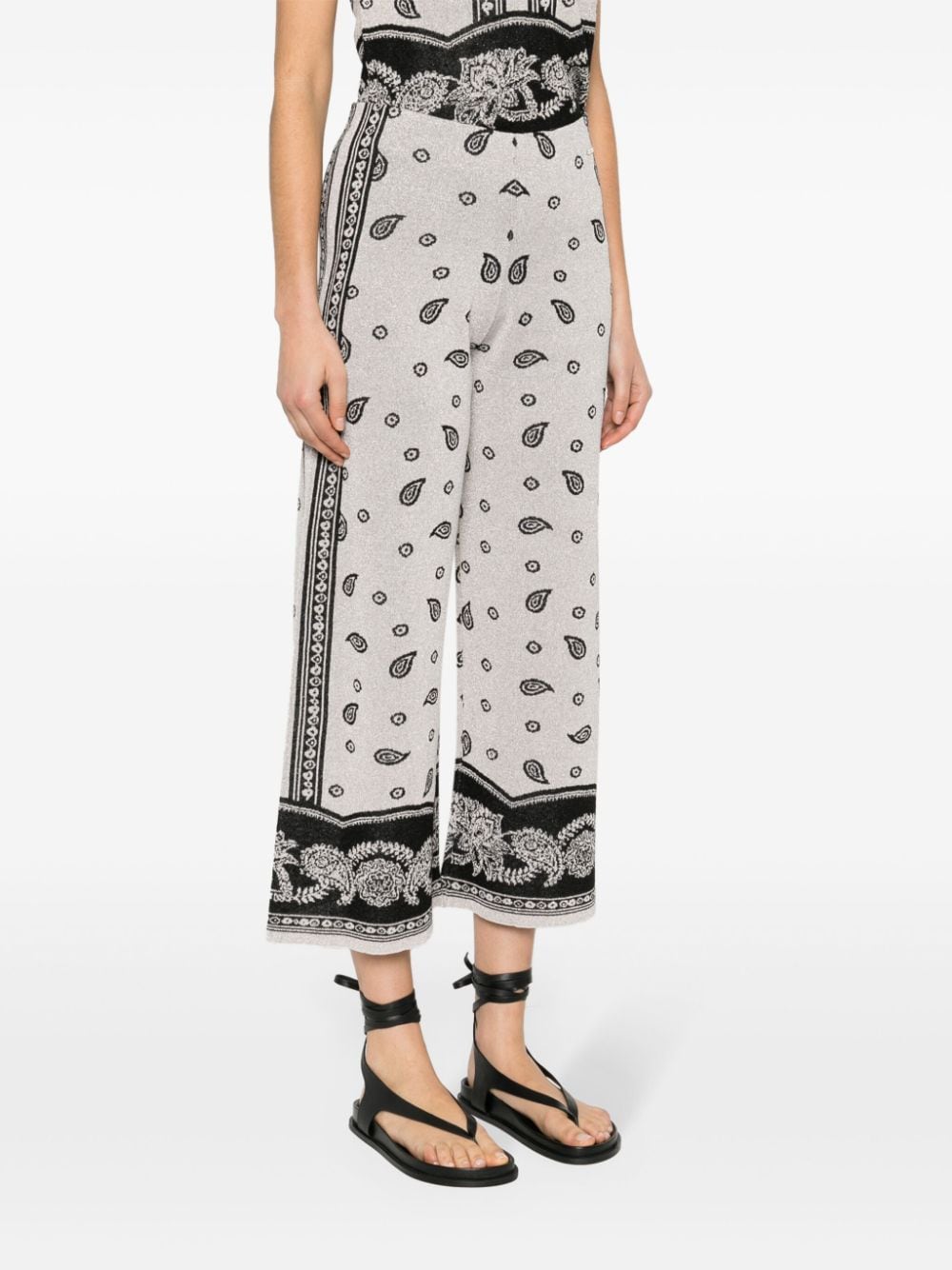 Shop Liu •jo Bandana-print Wide-leg Trousers In Gold