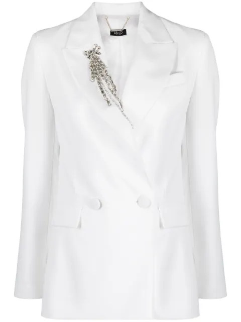 LIU JO brooch-detail double-breasted blazer 