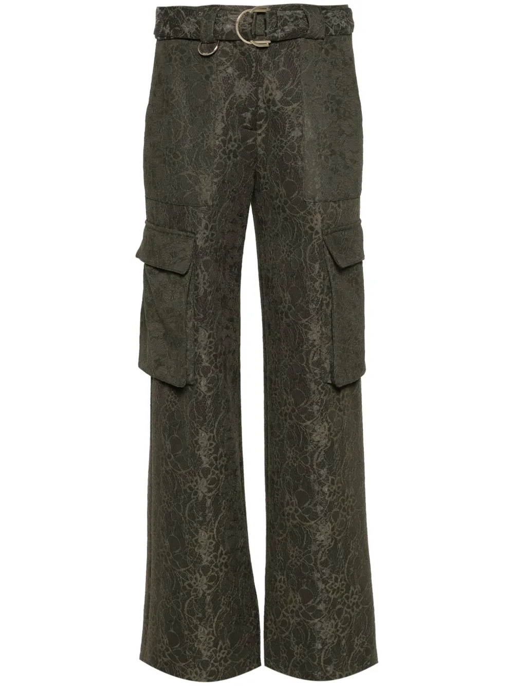 LIU JO floral-lace cargo trousers - Verde