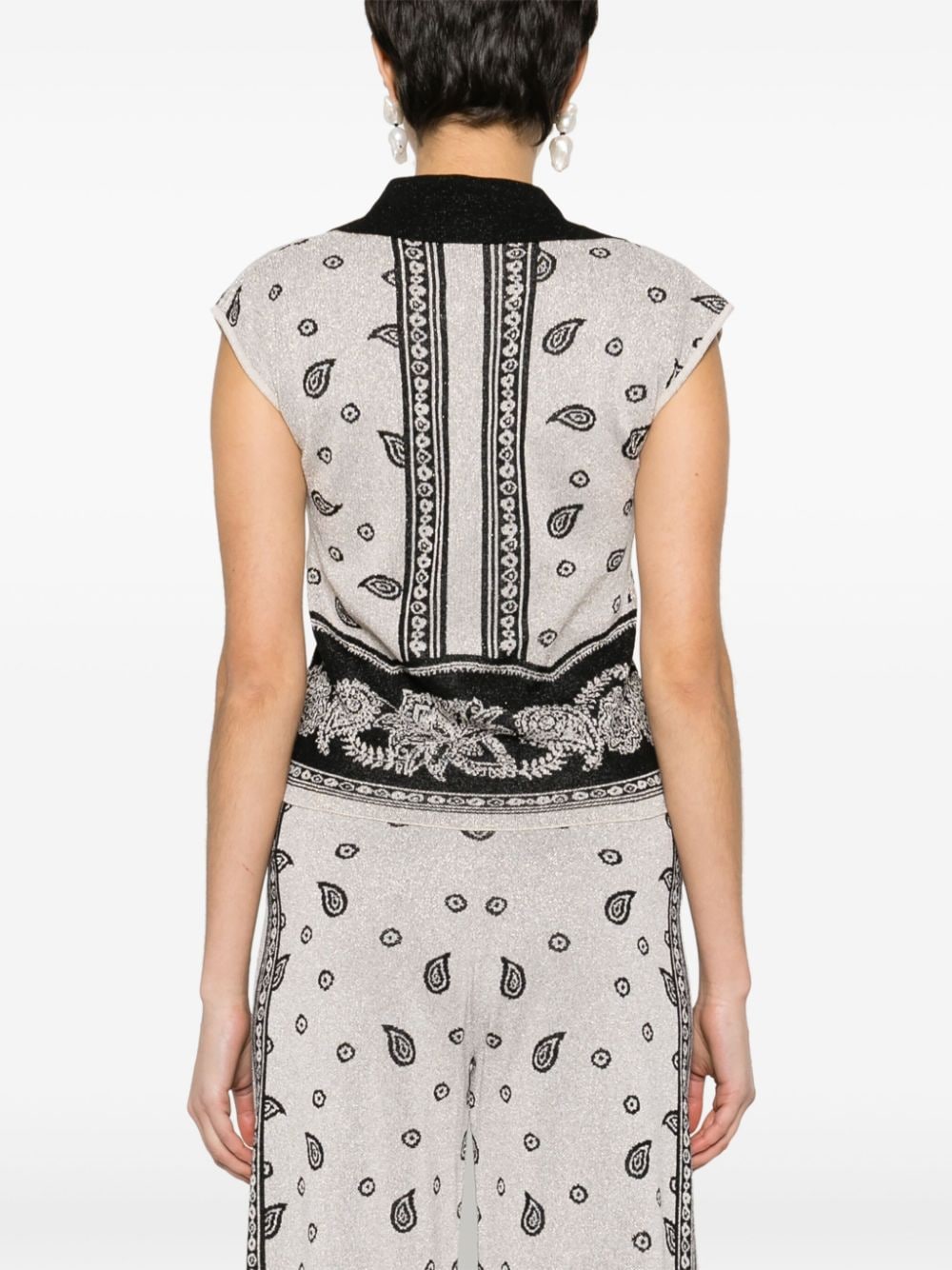 Shop Liu •jo Bandana-print Knitted Vest In Gold