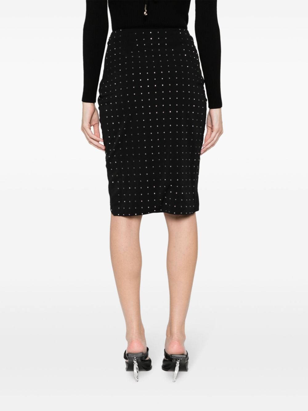 Shop Liu •jo Crystal-embellished Pencil Skirt In Black