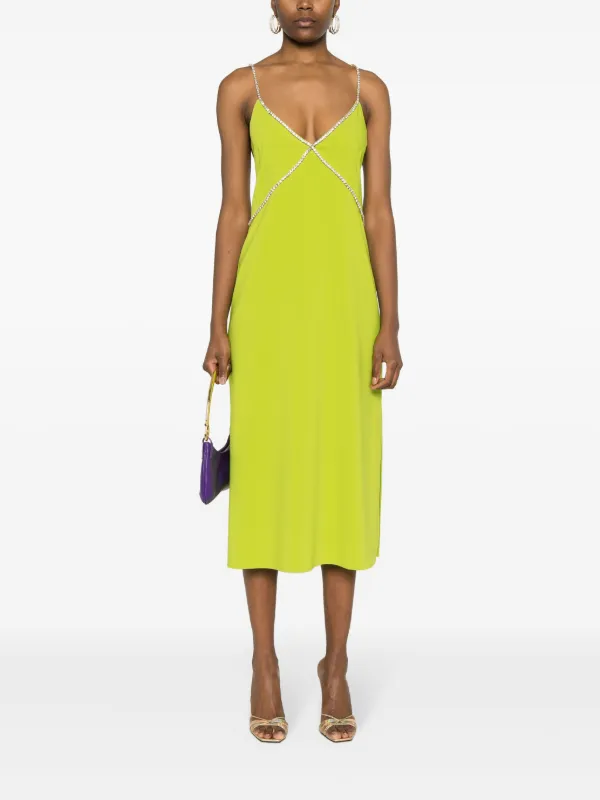 LIU JO rhinestone-straps Midi Dress | Green | FARFETCH