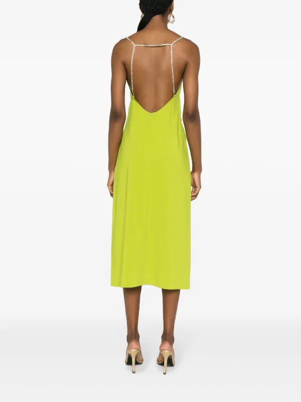 LIU JO rhinestone-straps Midi Dress | Green | FARFETCH