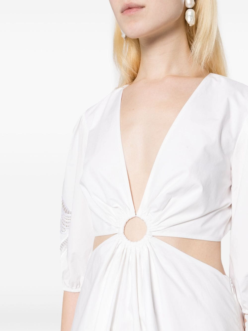 Shop Liu •jo Cut-out Lace-detail Minidress In White