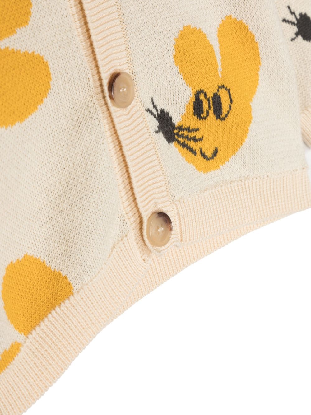 Shop Bobo Choses Intarsia-knit Mouse Cotton Cardigan In Neutrals