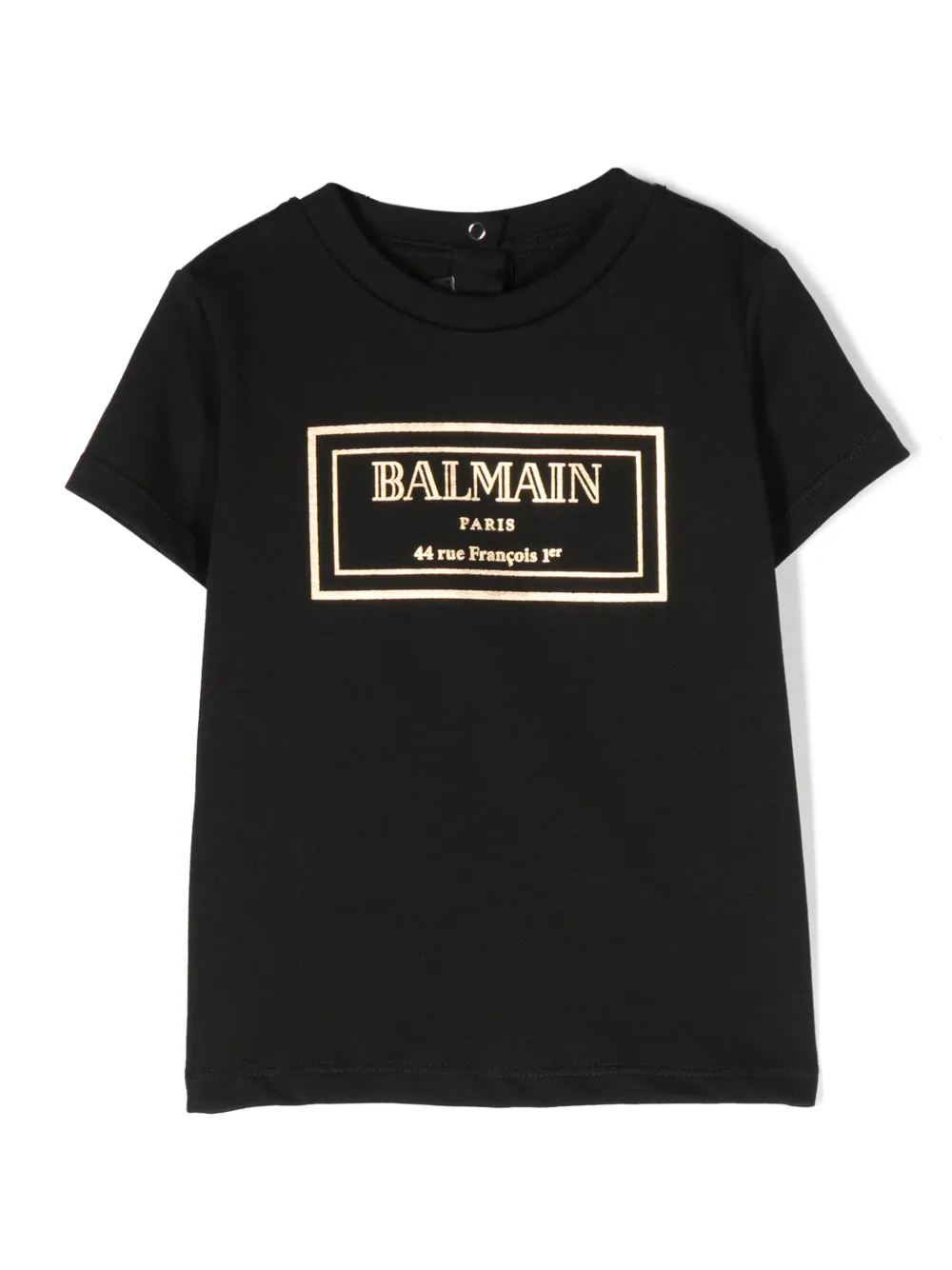 Balmain Babies' Metallic-effect Logo-print T-shirt In Black