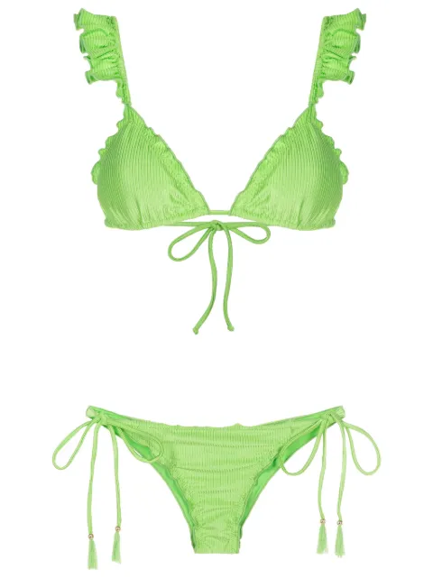 Brigitte ruffled-trim ribbed bikini