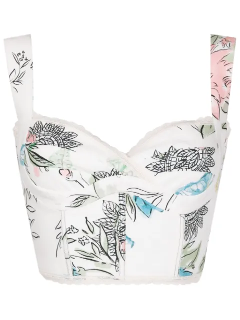 Martha Medeiros Blusa cropped com estampa gráfica