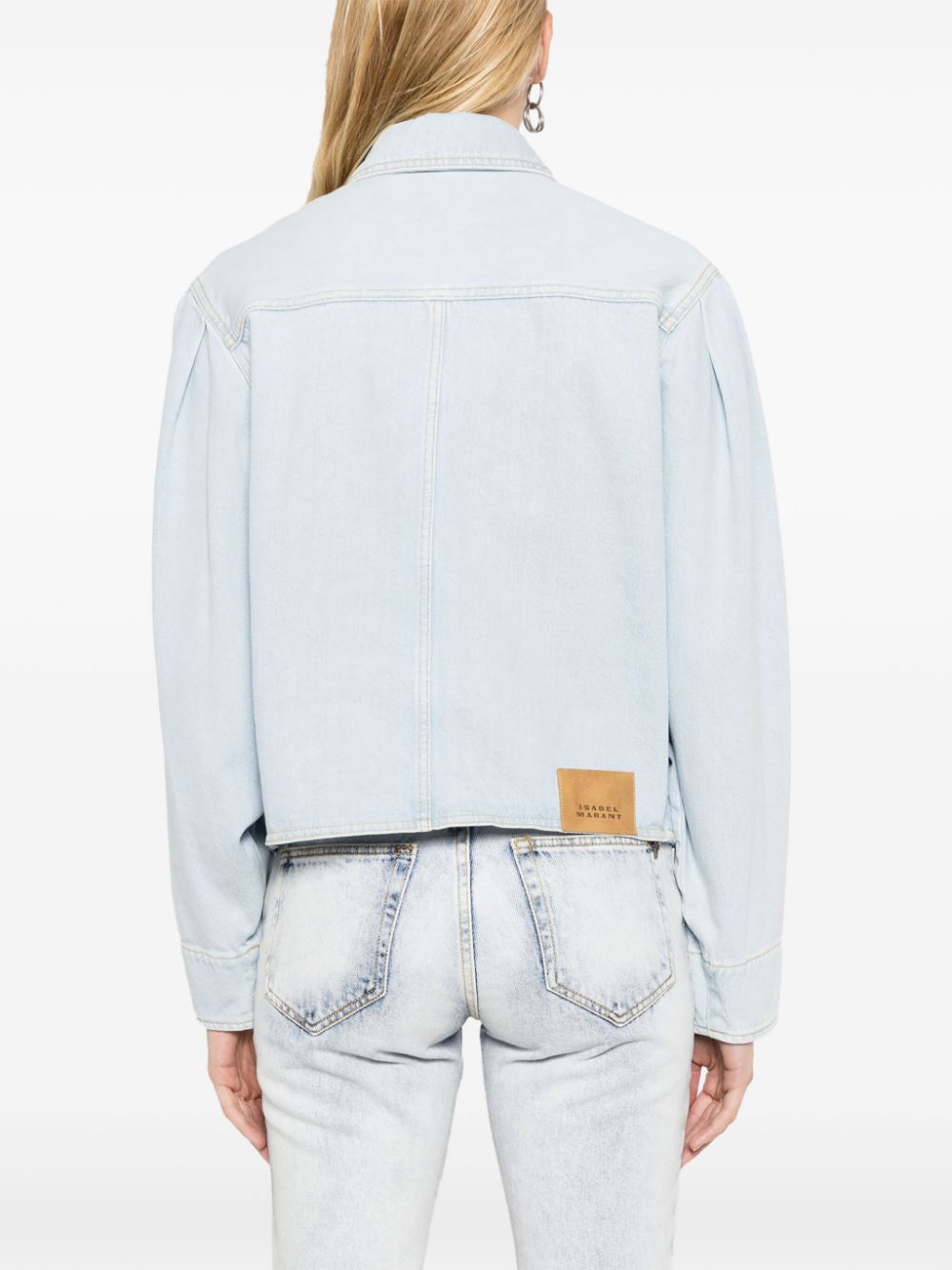 Shop Isabel Marant Valette Pleated Denim Jacket In Blue