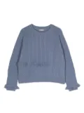 Il Gufo frayed-detail cable-knit jumper - Blue