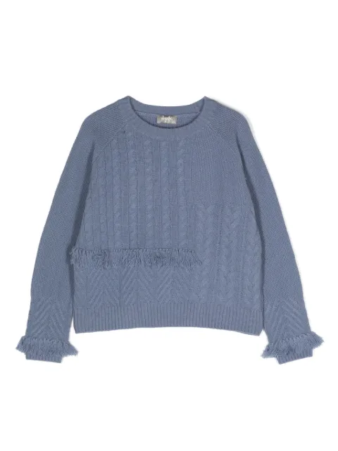 Il Gufo frayed-detail cable-knit jumper