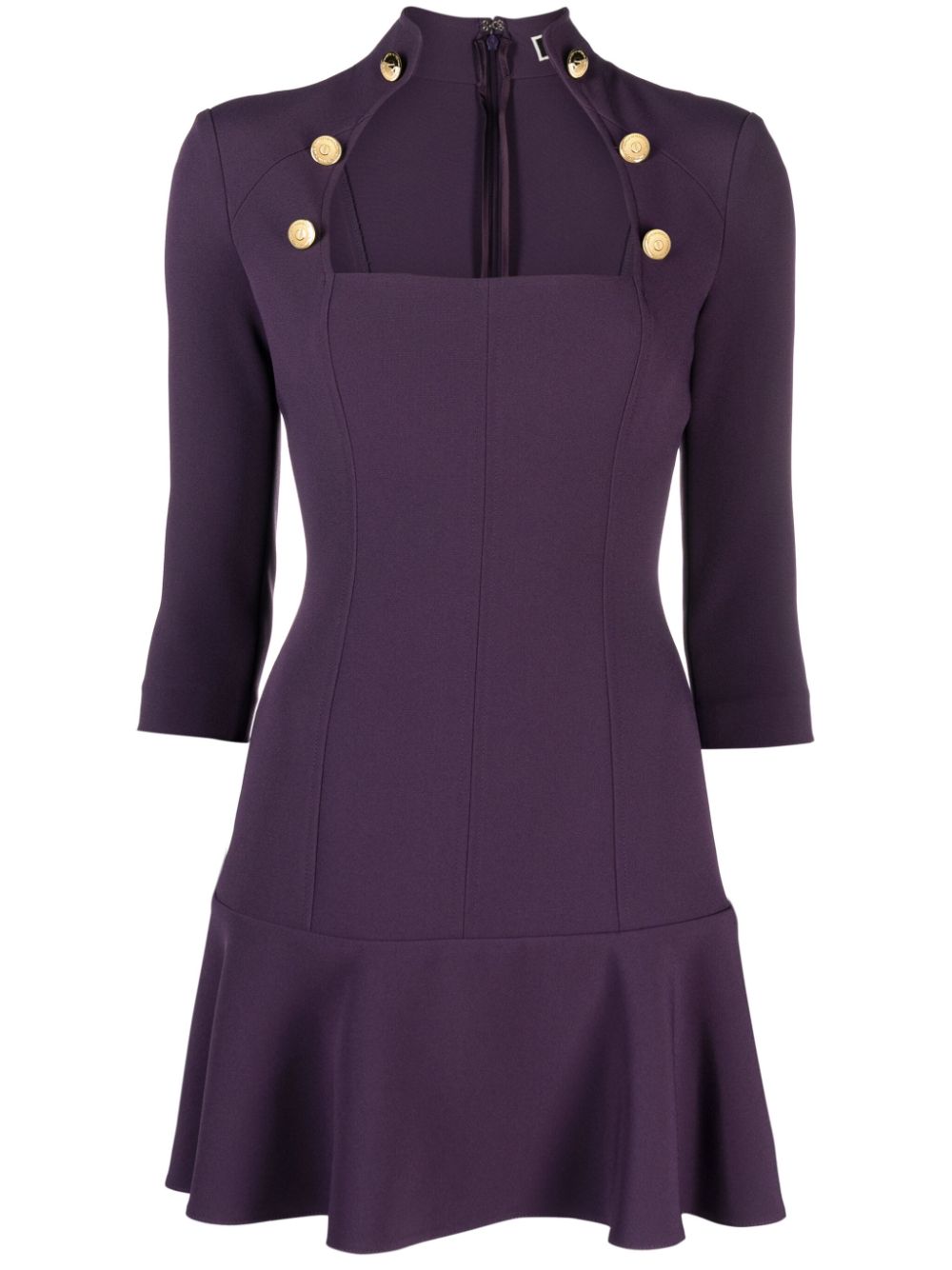 Elisabetta Franchi Horsebit-embellished Crepe Minidress In Purple