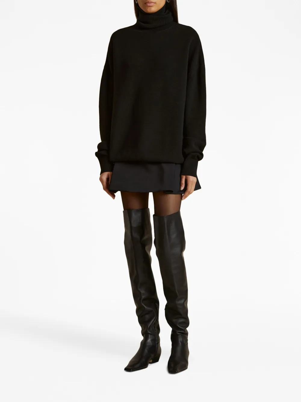 Shop Khaite Esmane High-neck Merino Jumper In Black