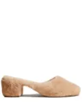 KHAITE Clio 50mm shearling mules - Neutrals