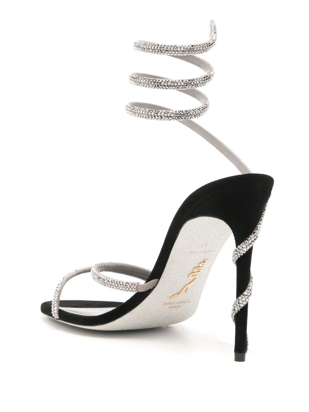 Shop René Caovilla Margot 105mm Crystal-embellished Sandals In Black