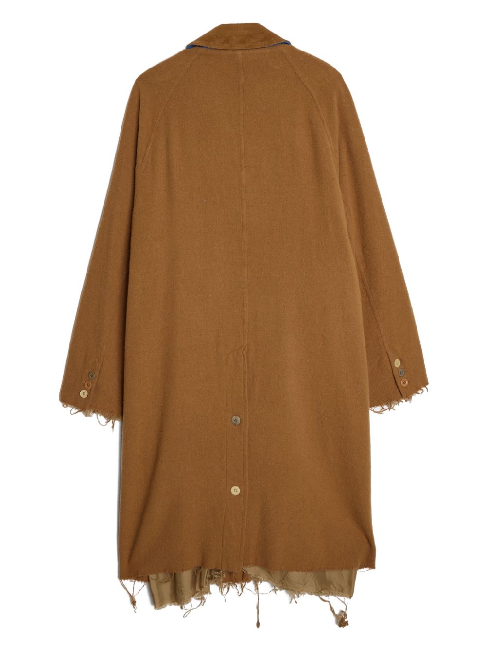 Shop Undercover Raw-cut Edge Wool Coat In Brown