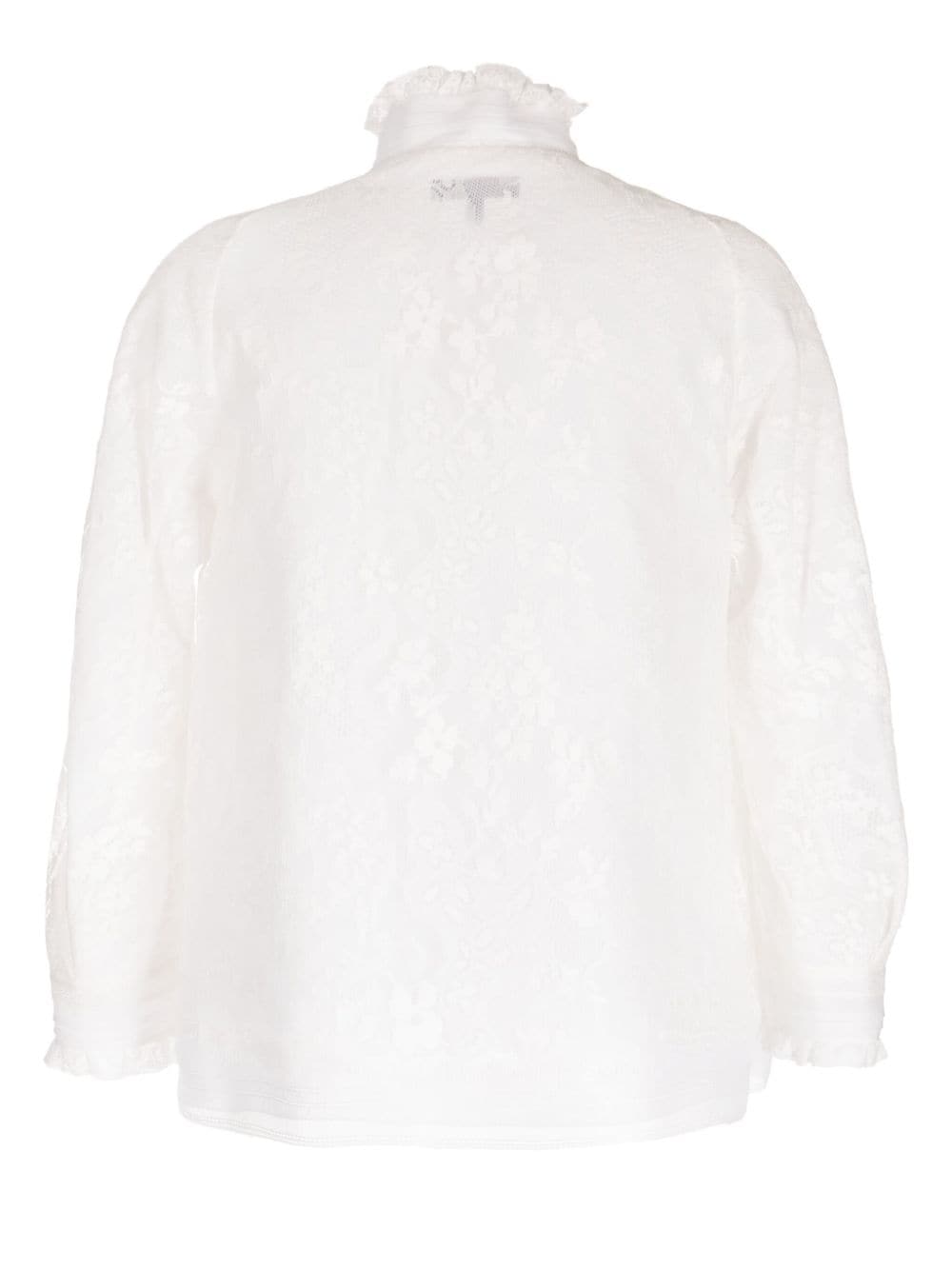 Shop Shiatzy Chen Organza Lace-overlay Jacket In White