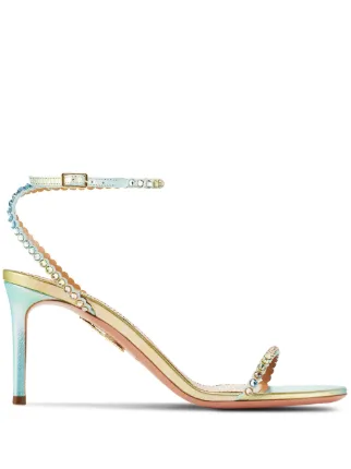 Aquazzura Tequila 75mm rhinestone embellished Leather Sandals