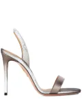 Aquazzura So Nude 105mm snakeskin-effect sandals - Silver