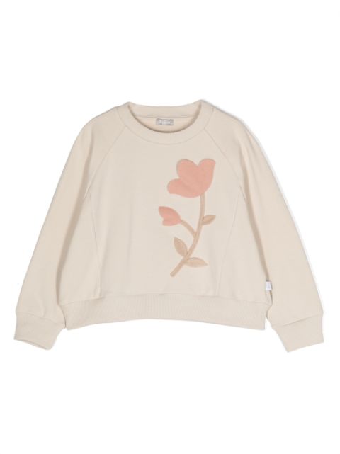 Il Gufo floral-appliqué cotton sweatshirt