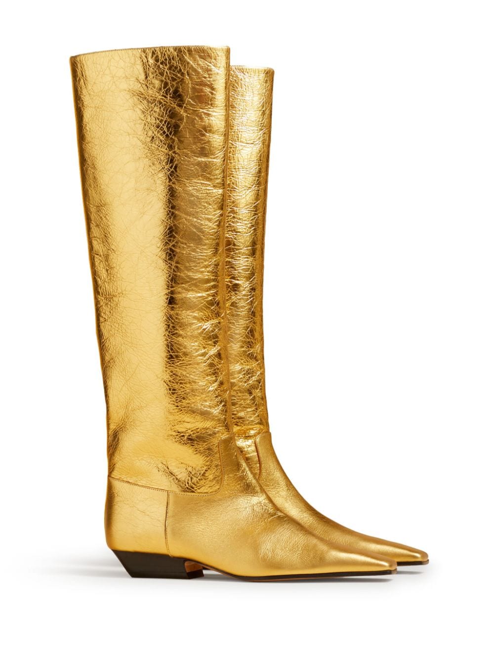 Shop Khaite The Marfa Metallic Leather Boots In Gold