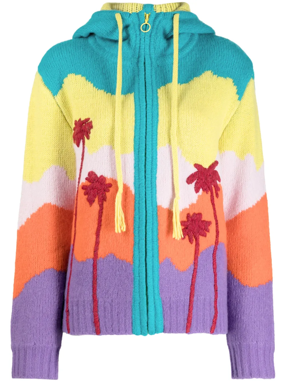 Mira Mikati Palm Tree embroidered-motif hooded cardigan