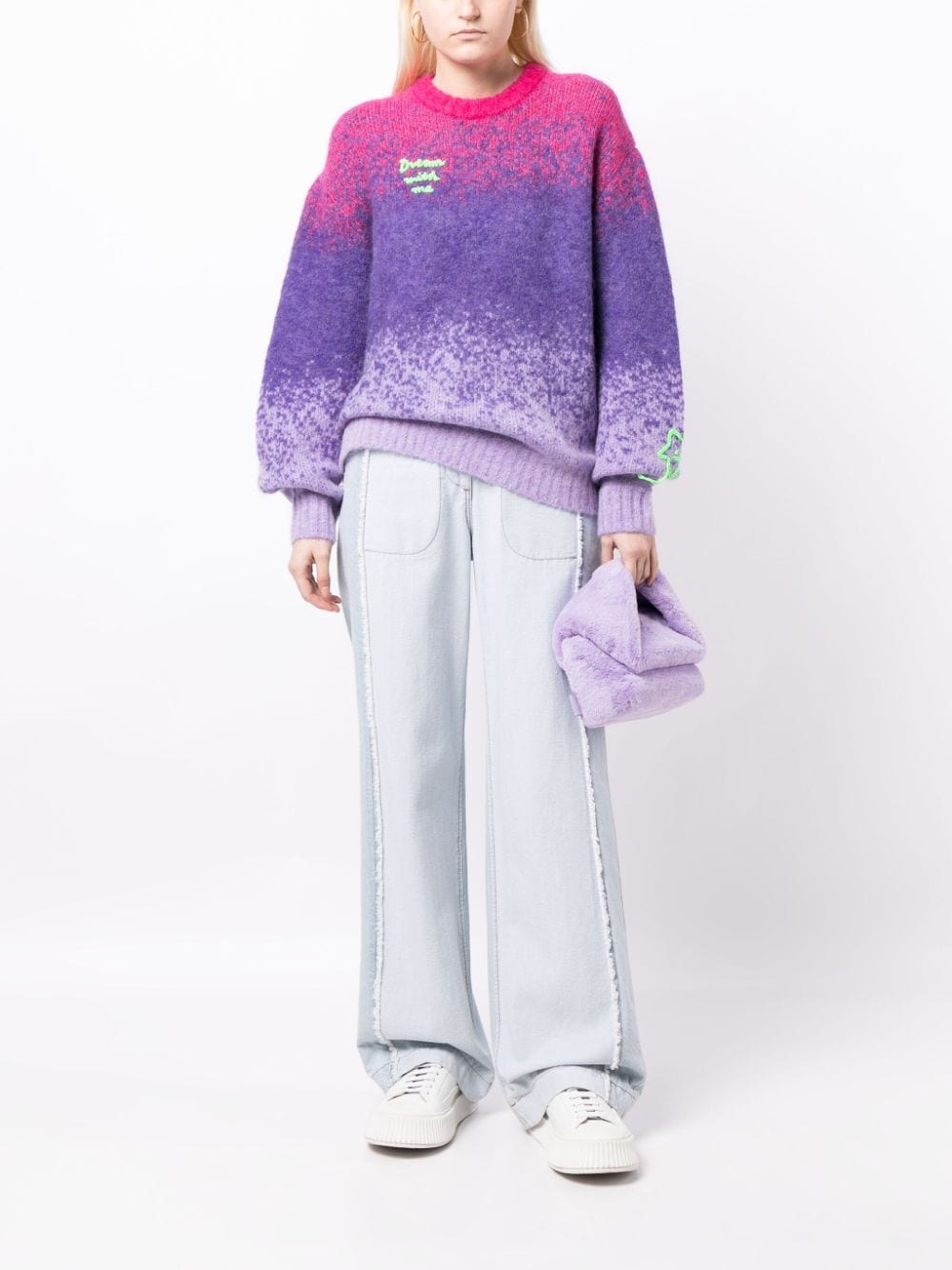 Shop Mira Mikati Embroidered-motif Ombré Jumper In Purple