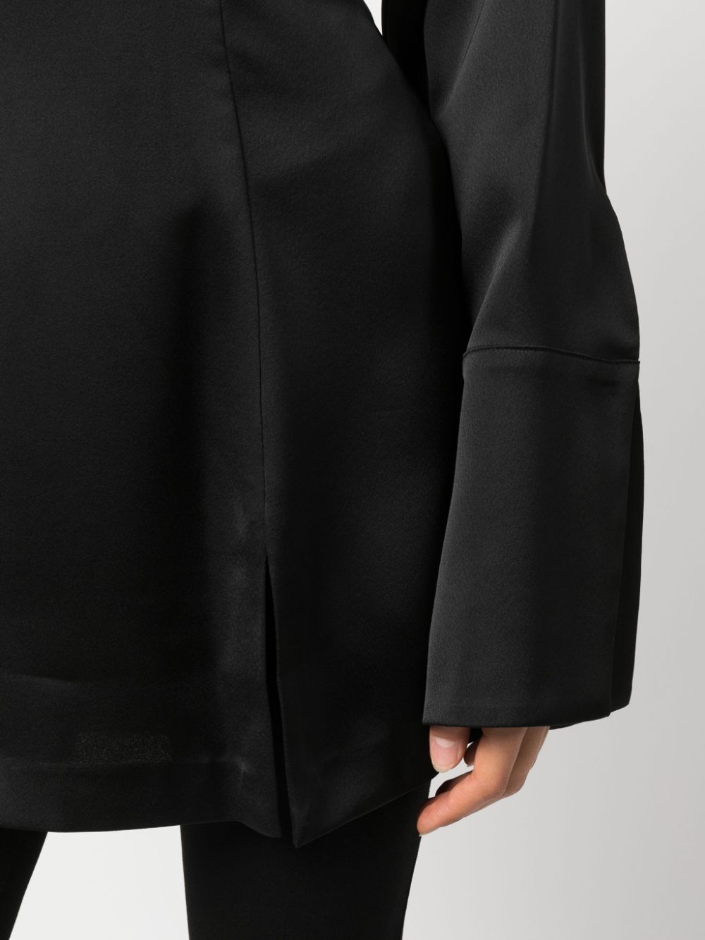 Shop Genny Long-sleeved Satin Blouse In Black