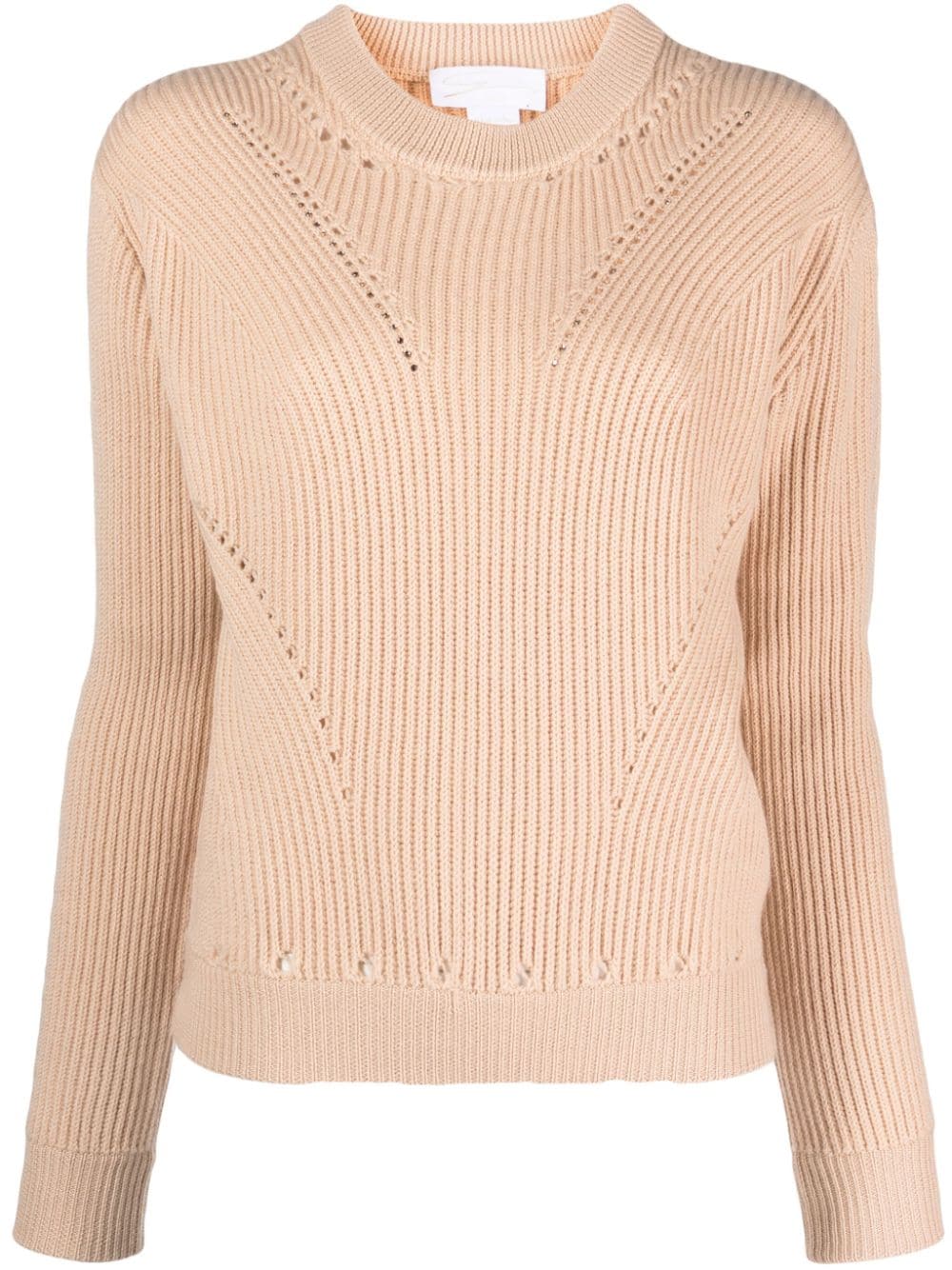 Genny Perforated-detail Wool Jumper In Neutrals