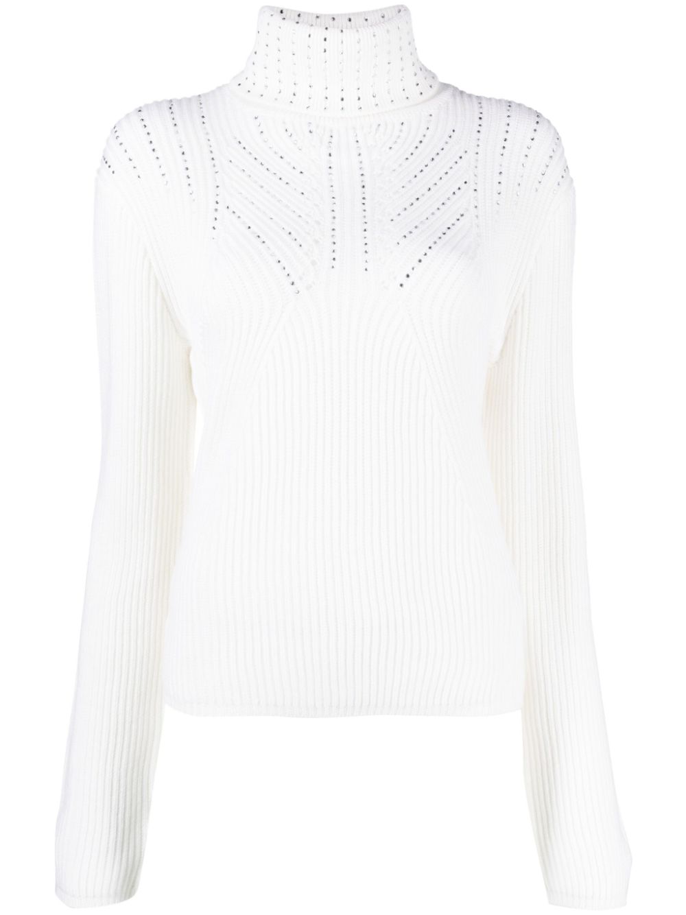 Genny stud-embellished wool jumper - White