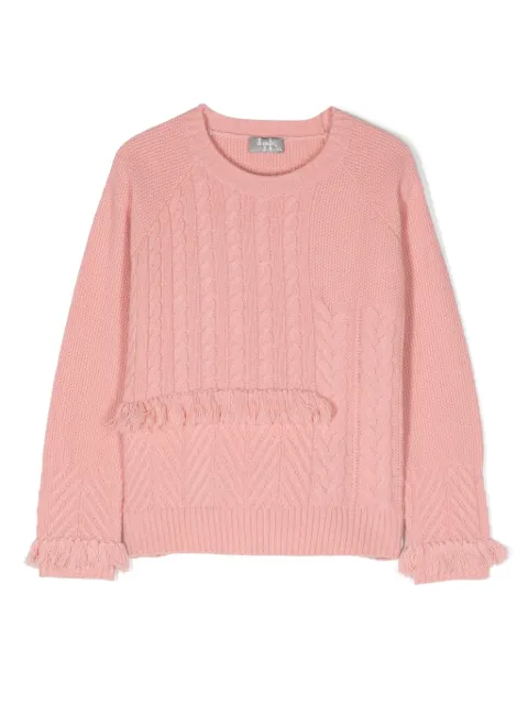 Il Gufo frayed-detailing cable-knit jumper