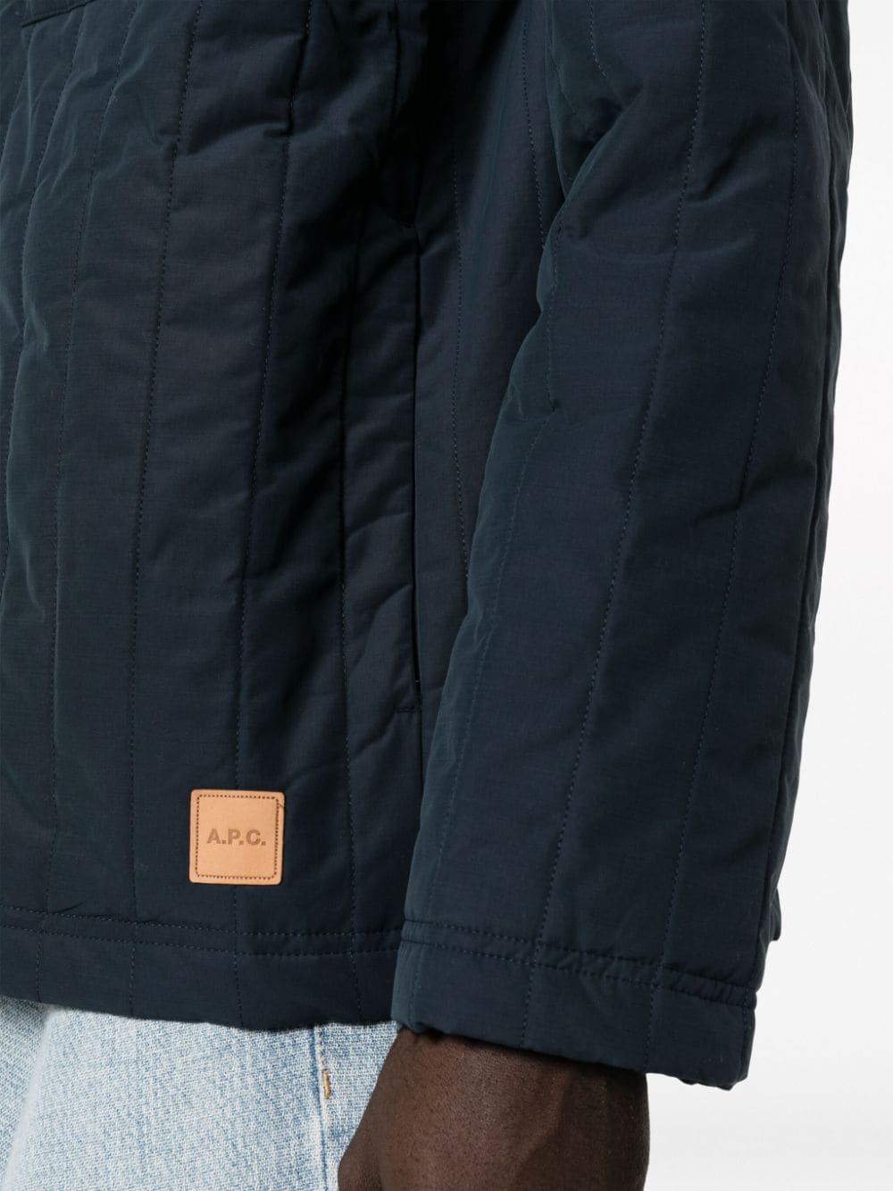 Shop Apc Hugo Quilted Jacket In Blue