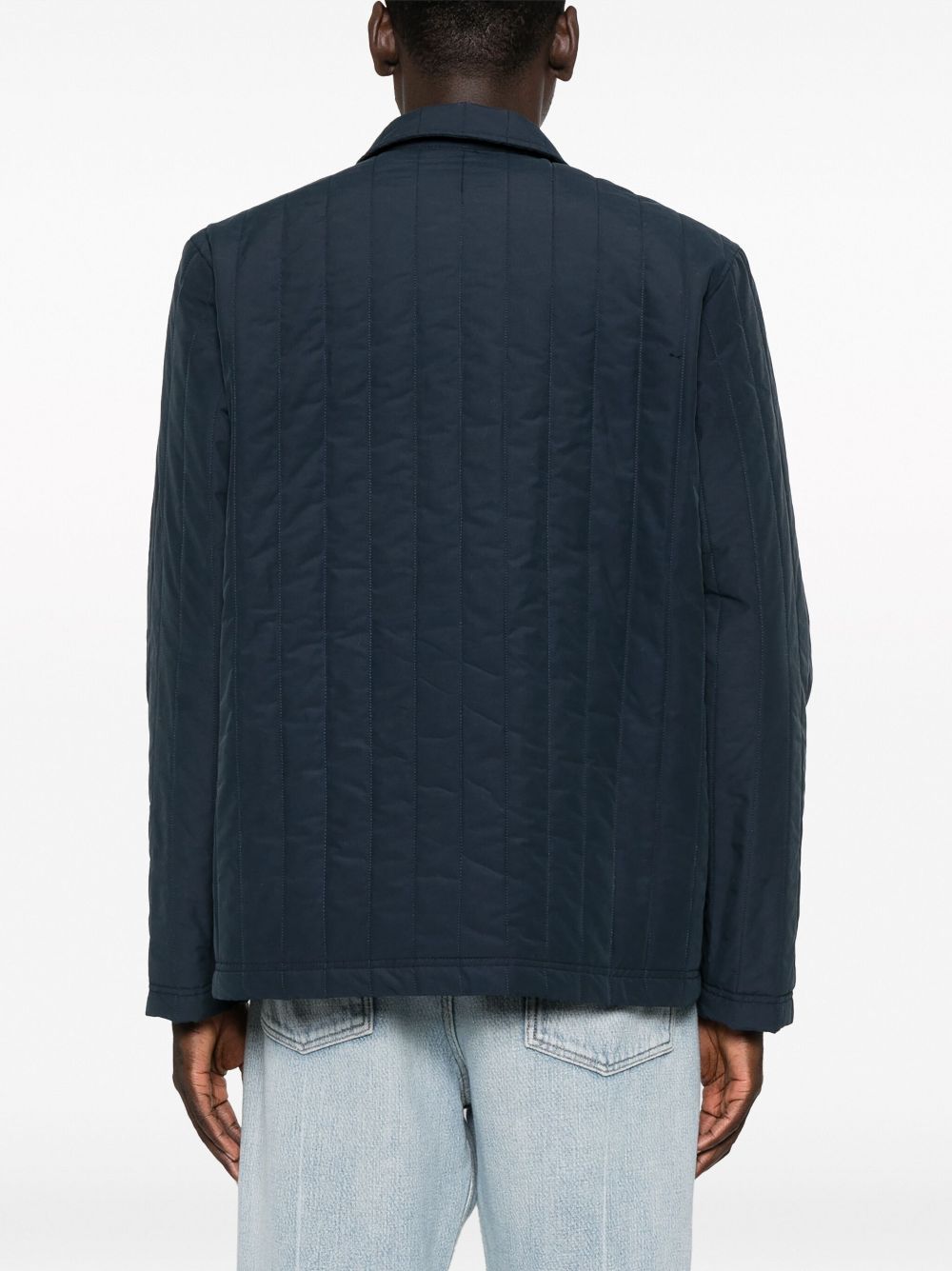 Shop Apc Hugo Quilted Jacket In Blue