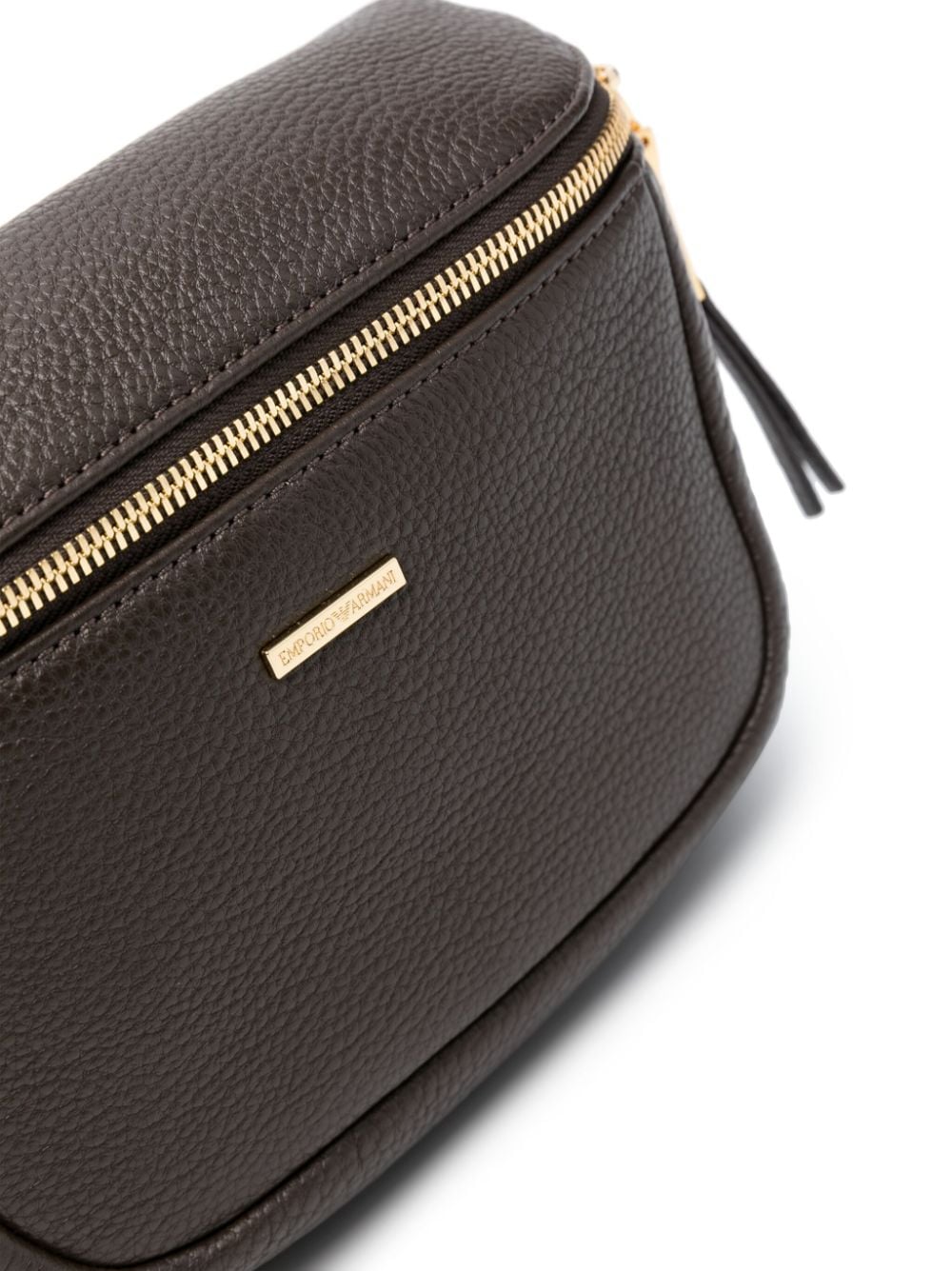 Shop Emporio Armani Logo-plaque Grained Leather Belt Bag In Brown