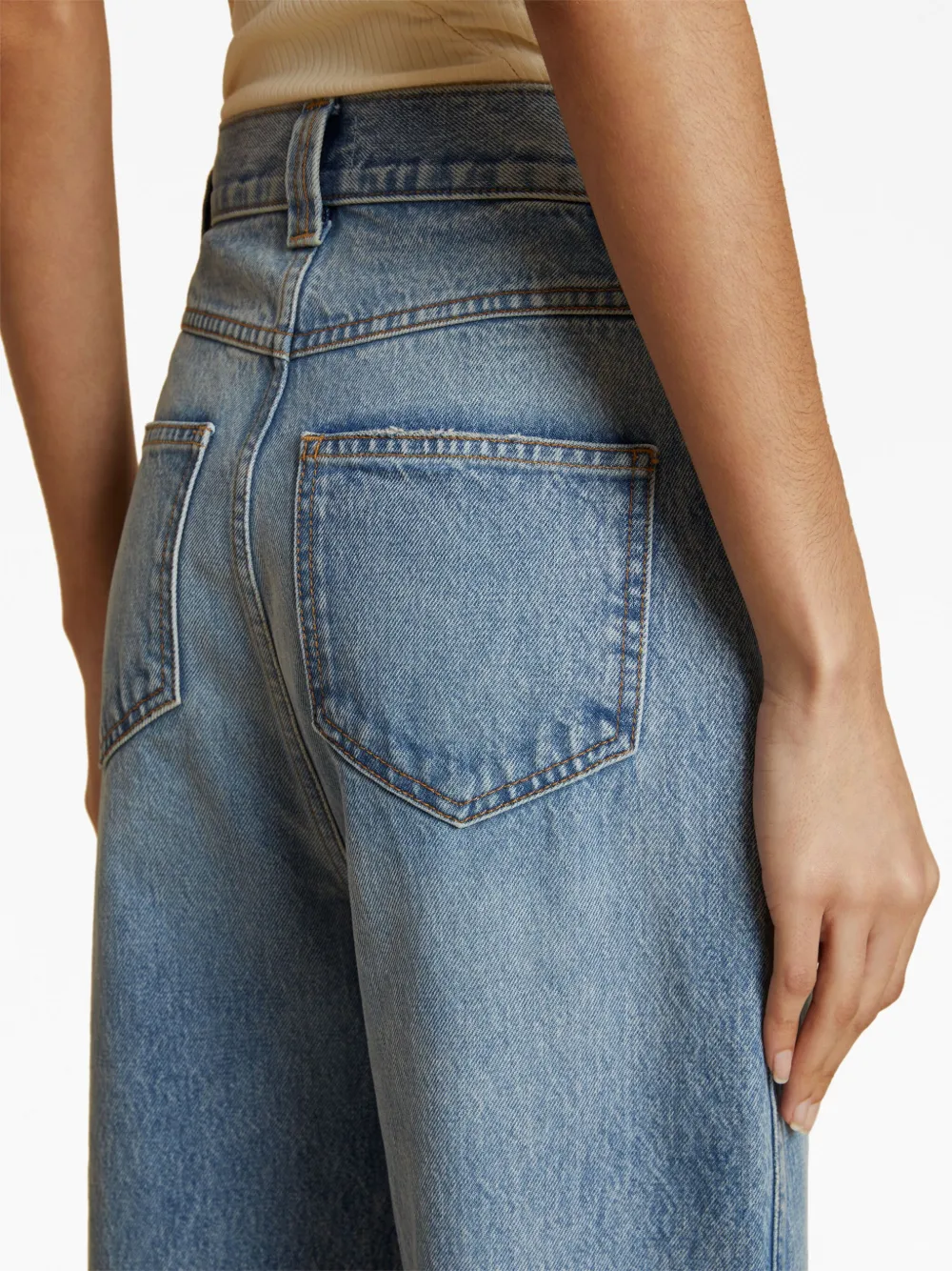 KHAITE Albi high-rise Tapered Jeans | Blue | FARFETCH NO