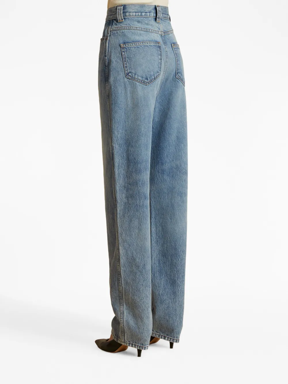 Shop Khaite Albi High-rise Tapered Jeans In Blue